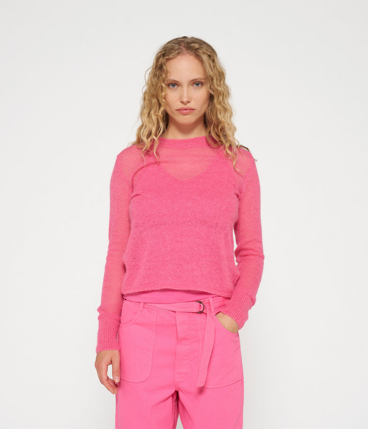 tee thin knit | bright pink