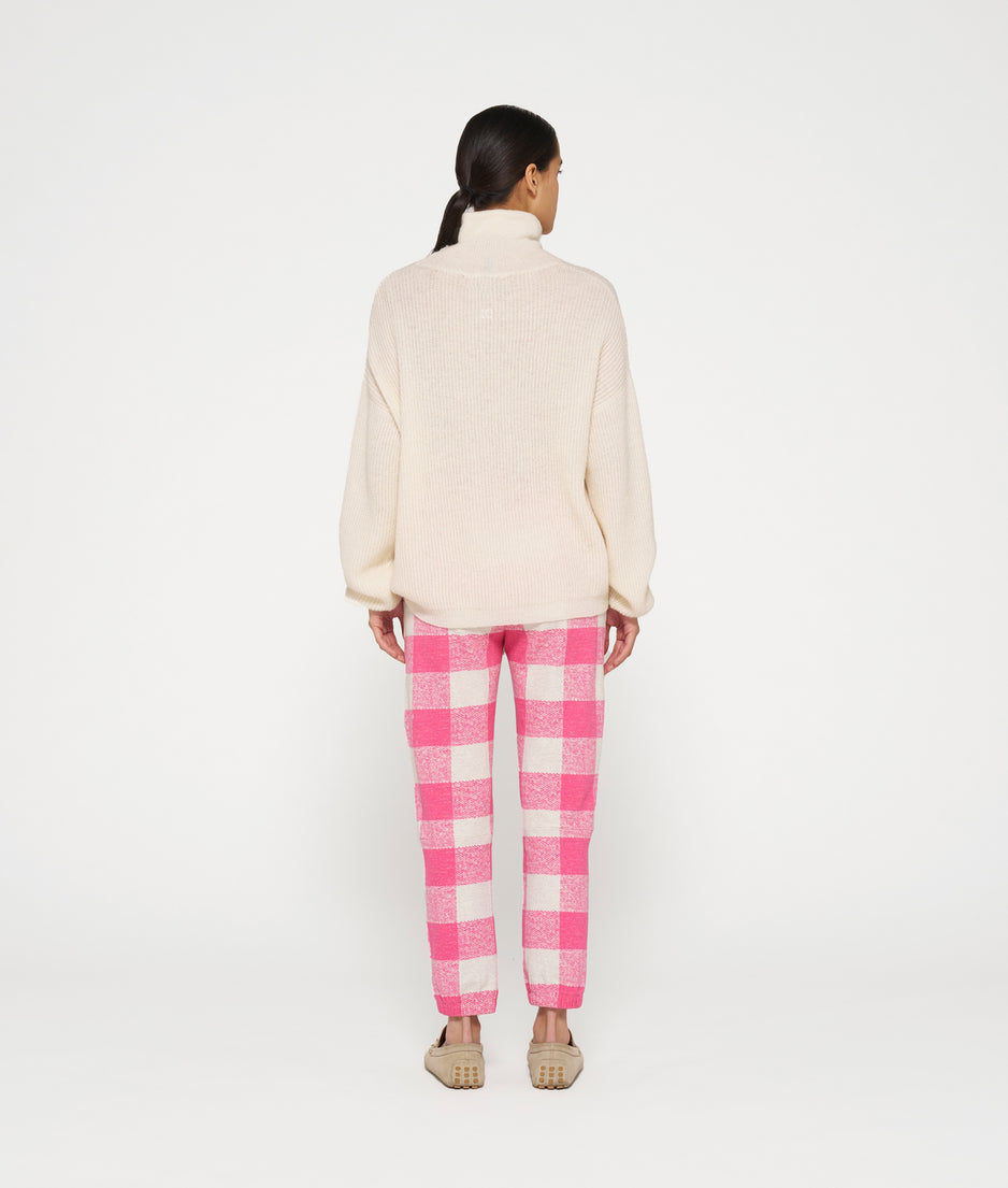 cropped jogger check | bright pink