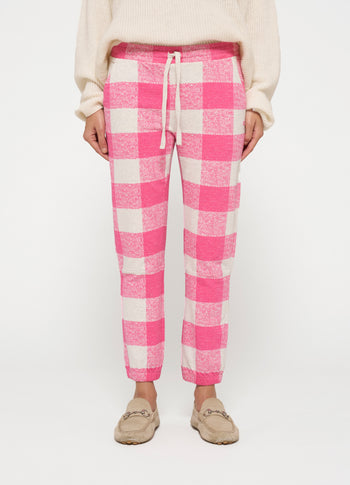 cropped jogger check | bright pink