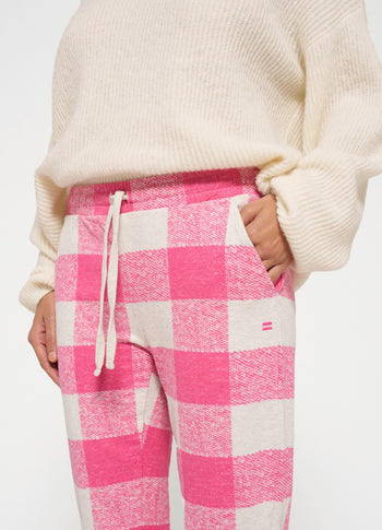 cropped jogger check | bright pink