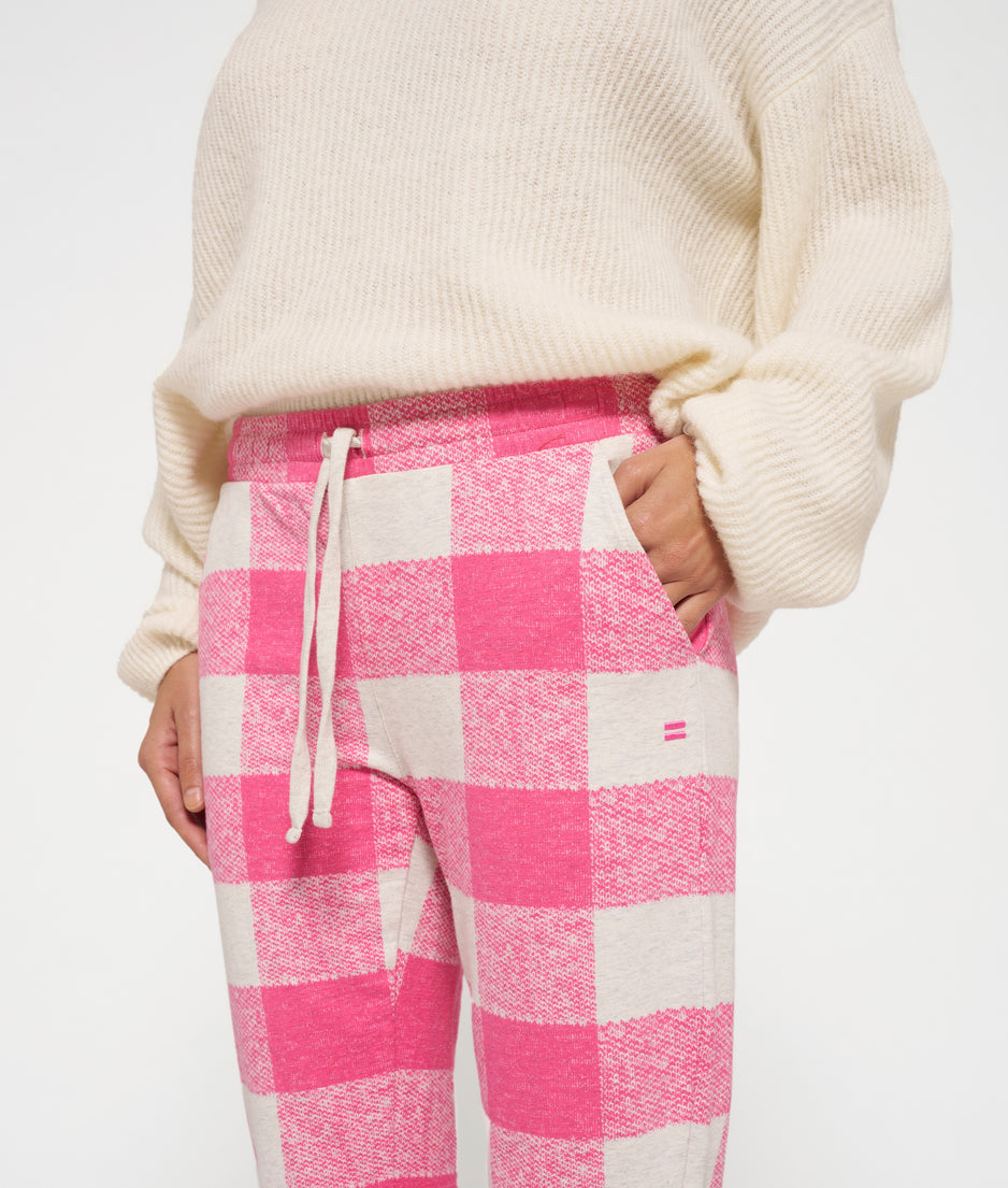 cropped jogger check | bright pink