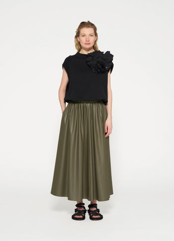 leather look pleated skirt | sage