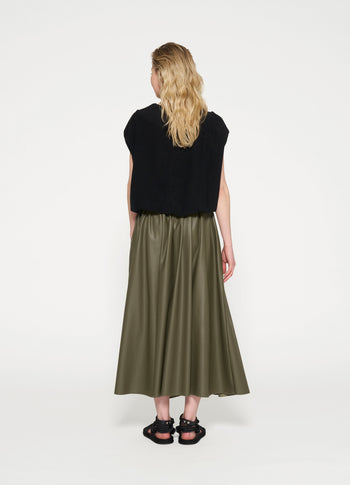 leather look pleated skirt | sage