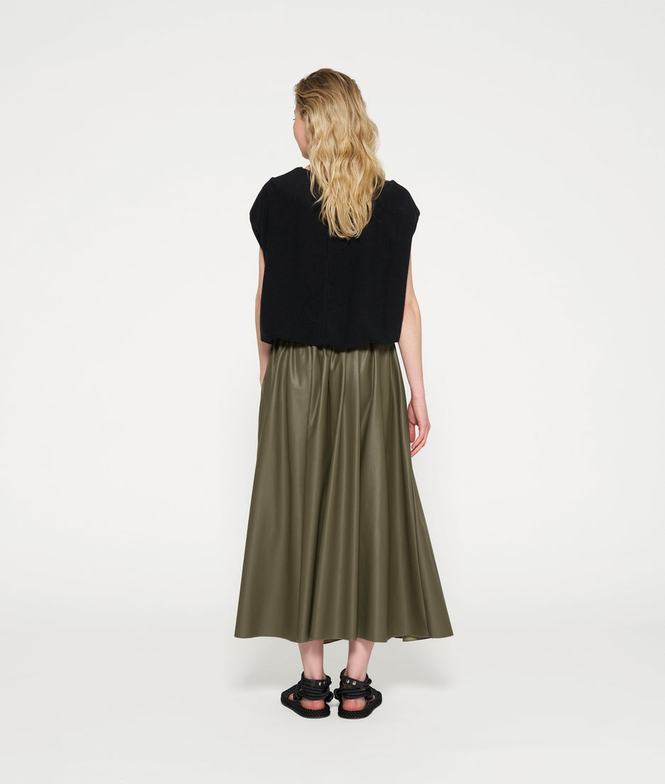 leather look pleated skirt | sage