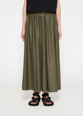 leather look pleated skirt | sage