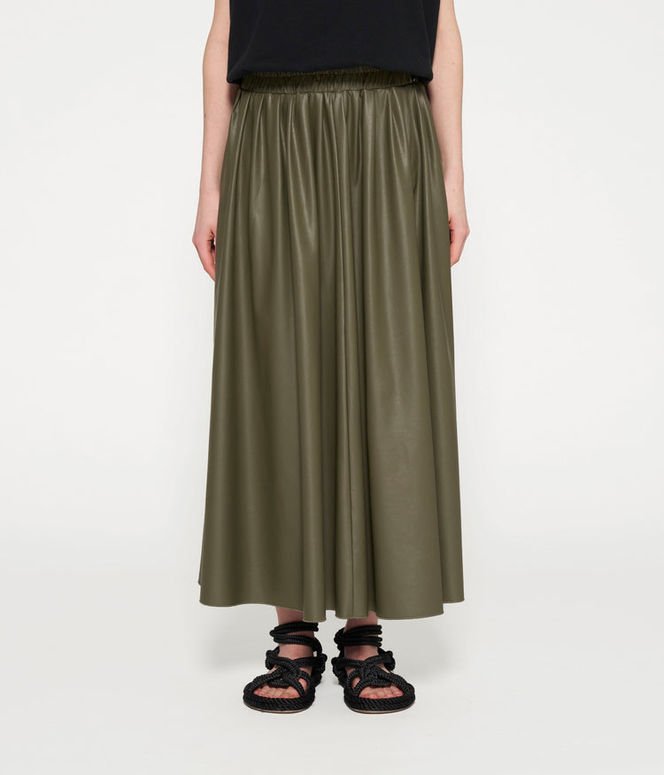 leather look pleated skirt | sage