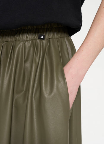 leather look pleated skirt | sage