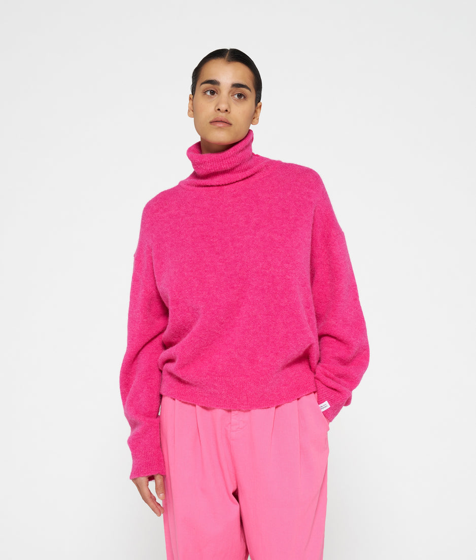 coll sweater soft knit | bright pink