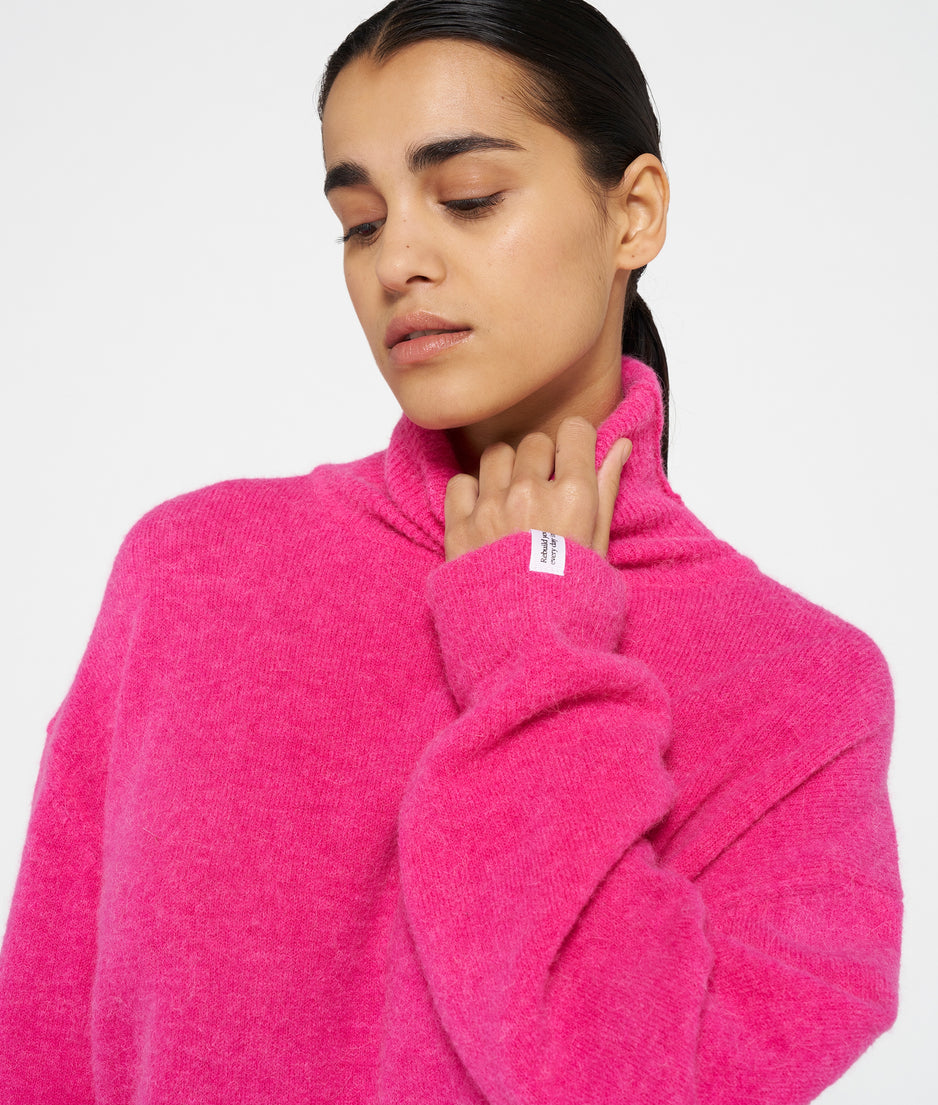 coll sweater soft knit | bright pink