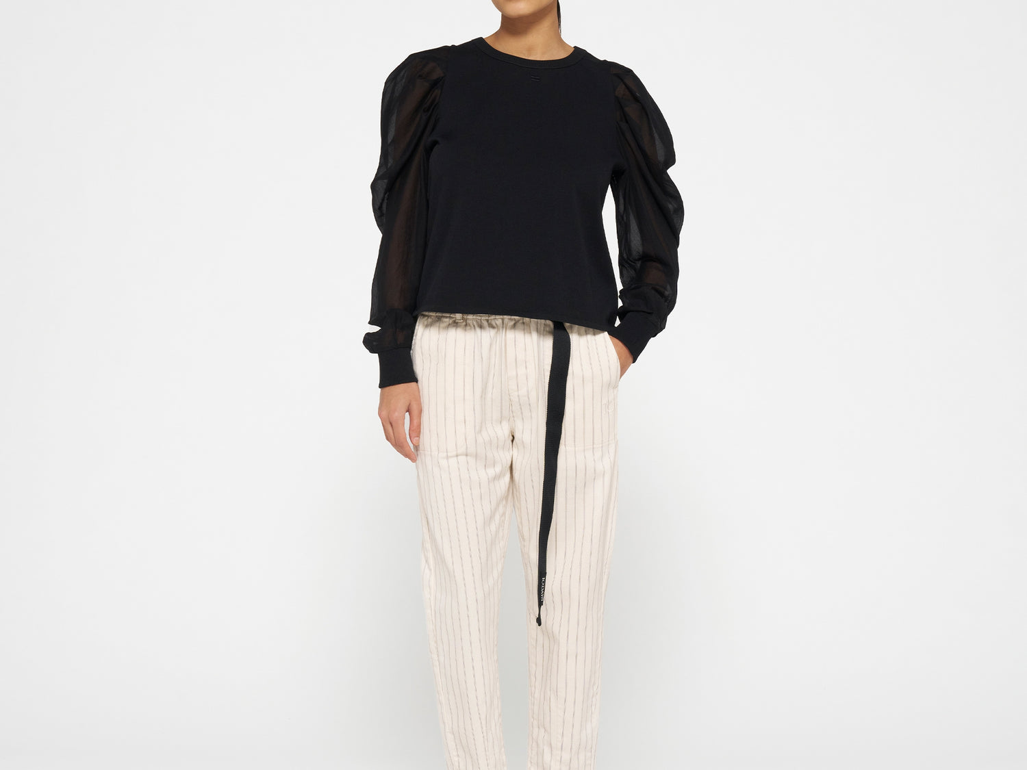 belted pants pinstripe | light natural