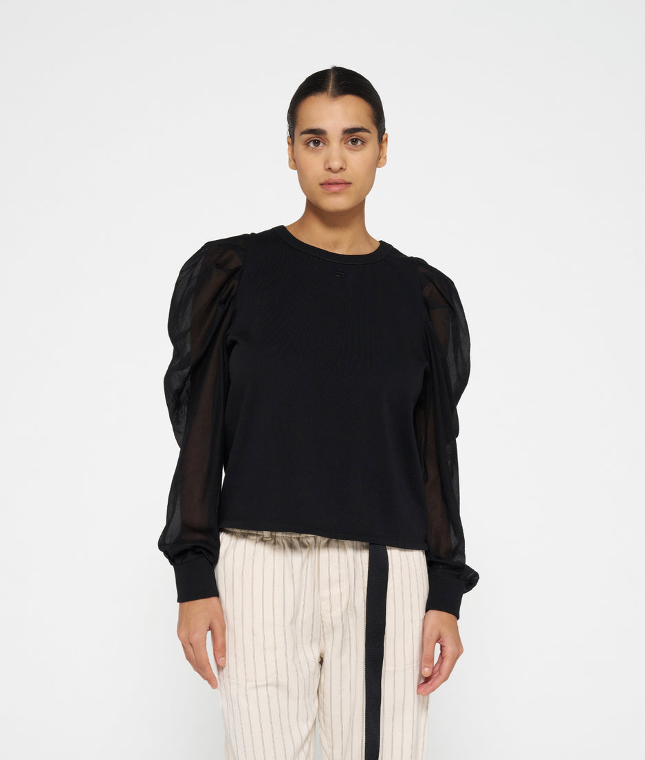 soft sweater puff sleeve | black