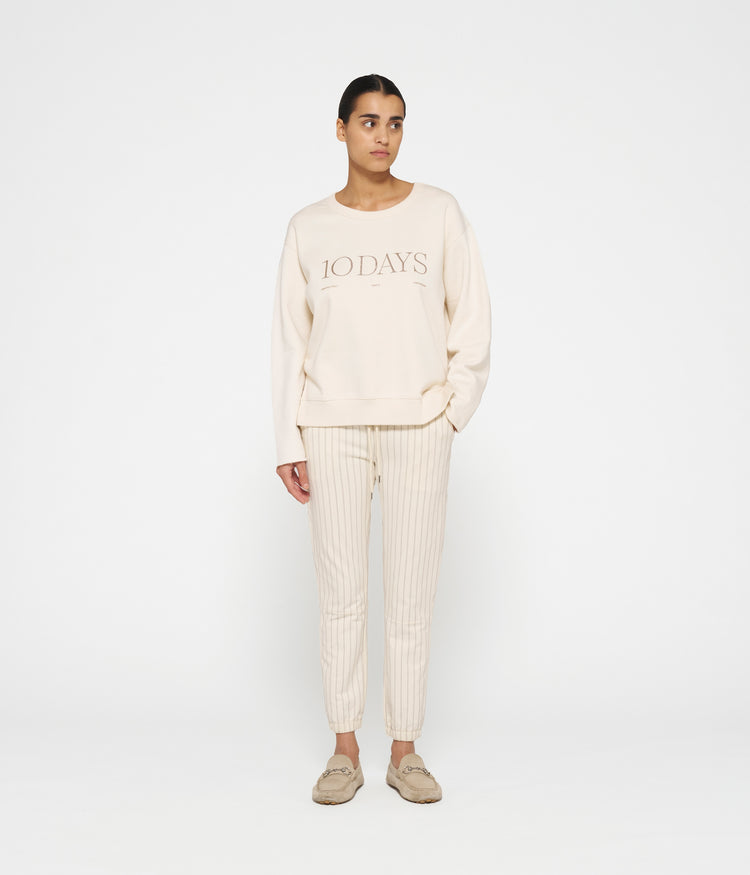 cropped jogger pinstripe | ecru