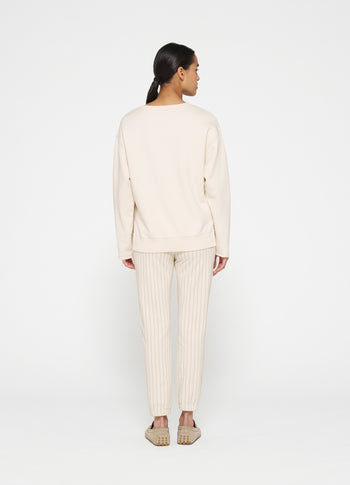 cropped jogger pinstripe | ecru