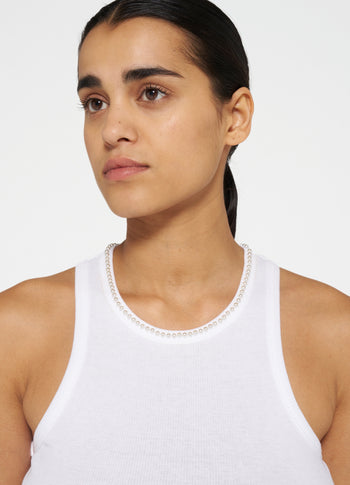 the tank top pearls | white