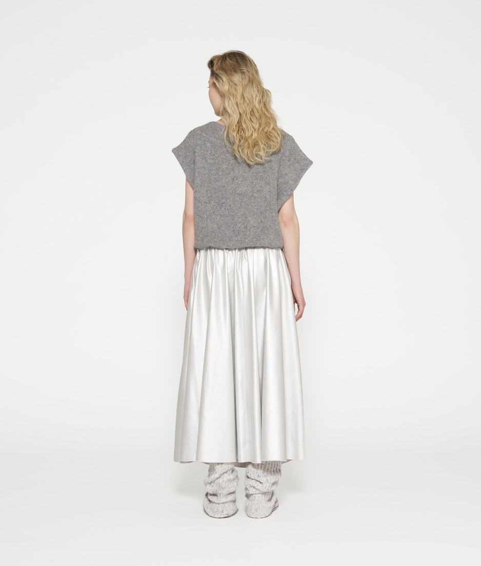 leather look pleated skirt | silver