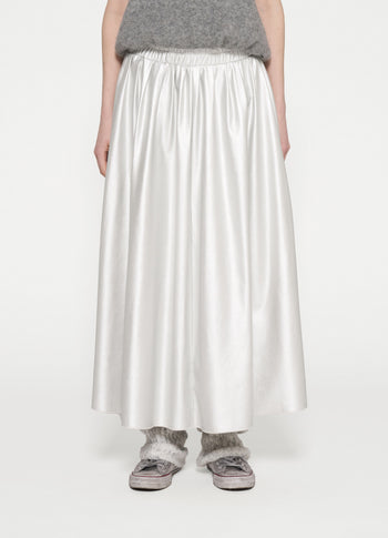 leather look pleated skirt | silver