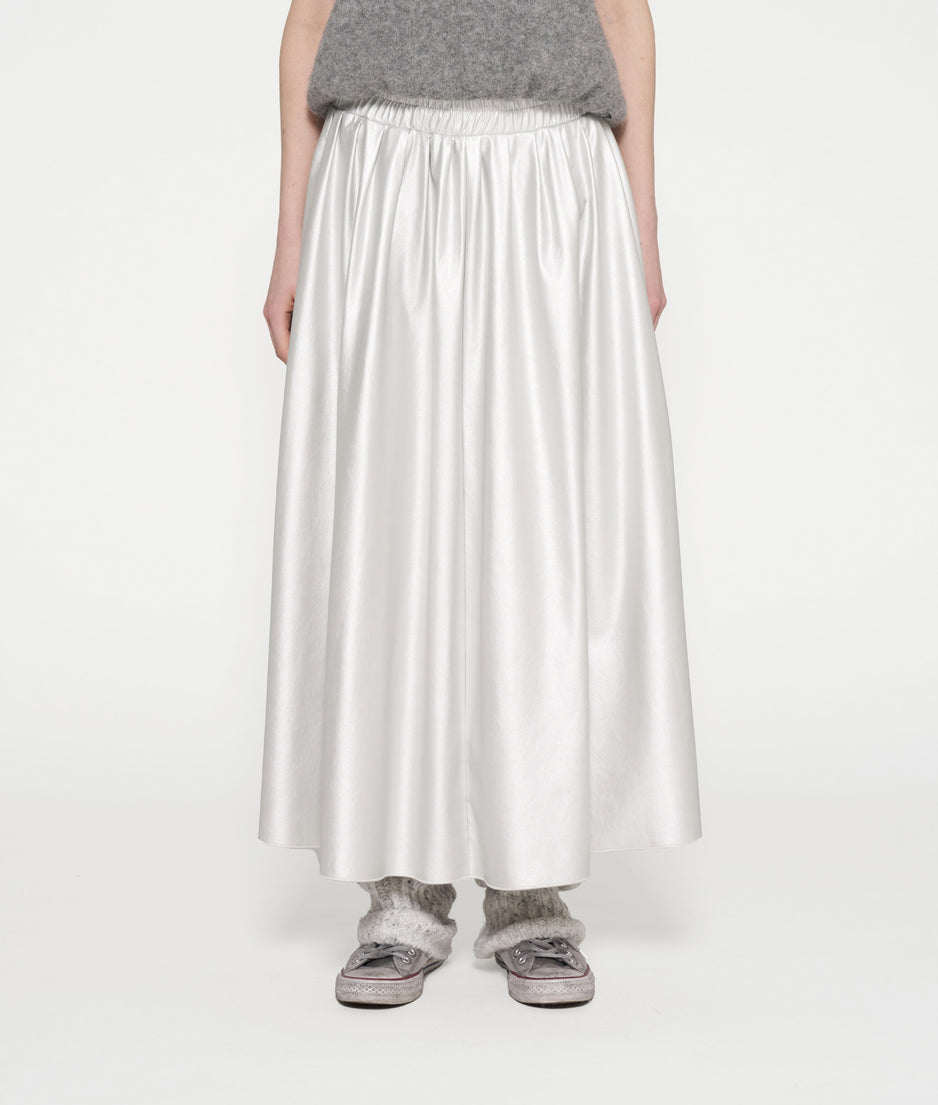 leather look pleated skirt | silver