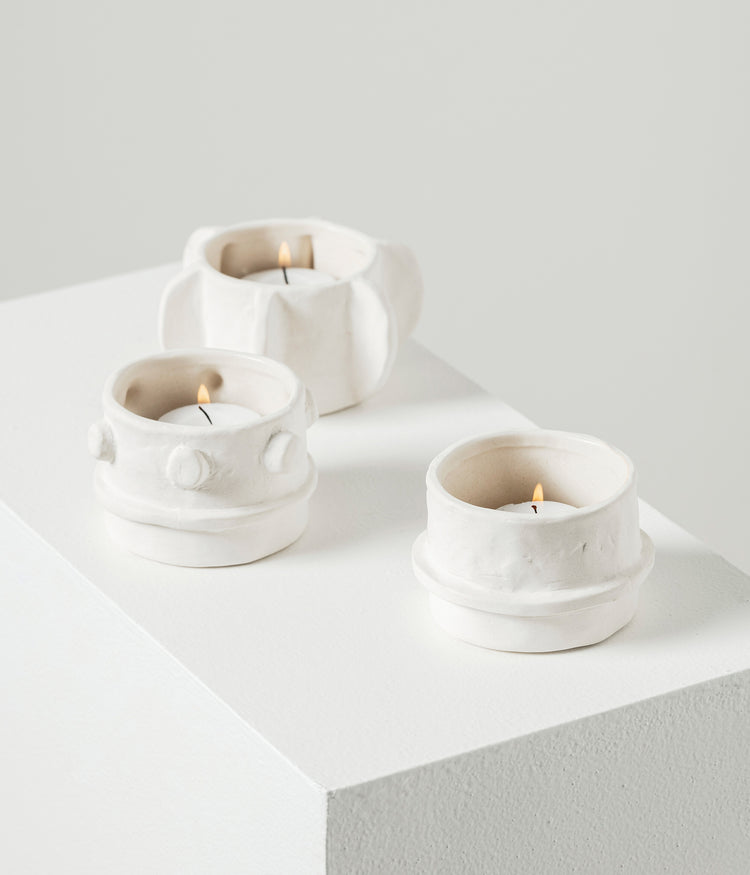 Tealight holder 03 set 3 Molly 5CM | soft beige